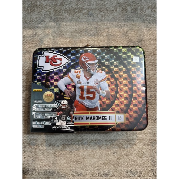 panini graded cards PSA Football Card Mystery Pack | PSA Graded Soccer Card | PSA Grade 8+ Guaranteed | Contains One PSA Graded Vintage, Rookie, Legend or Current Star Panini Revolution Patrick Mahomes Tin-CGC